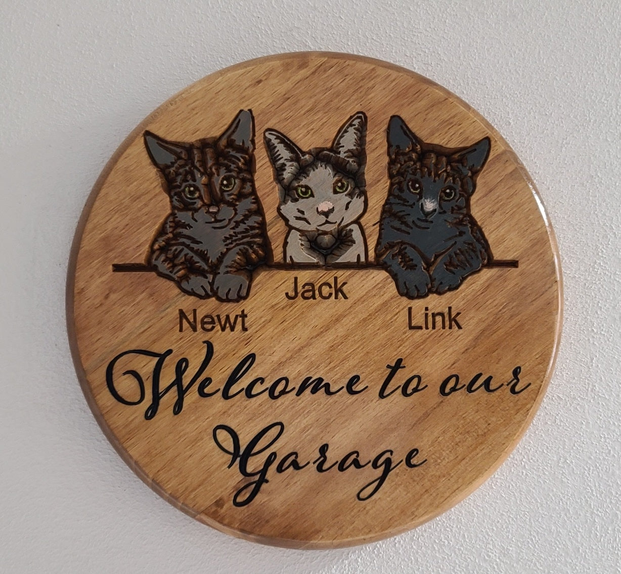 Custom Cat Wood Welcome Sign