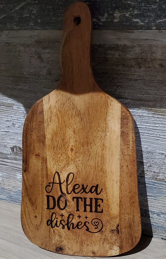ALEXA Do the Dishes! Serving Board Acacia Wood