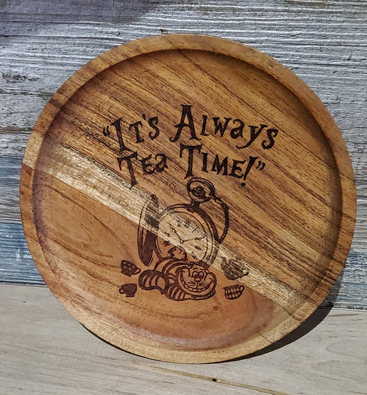 Alice in Tea Time Wood Coaster Trinket Dish