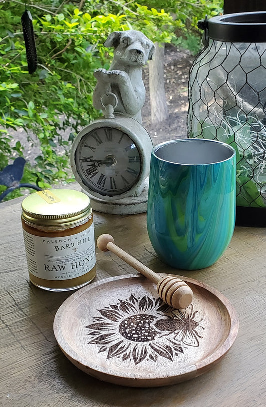 Laser Engraved Summertime Bee Tea Drink Wooden Coaster