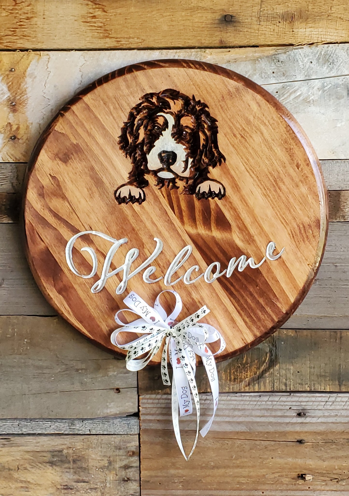 Bernedoodle Wood Welcome Sign