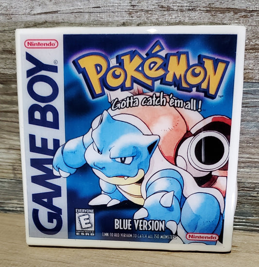 Pokemon Blue Gameboy Ceramic Coaster Tile 4" x 4"