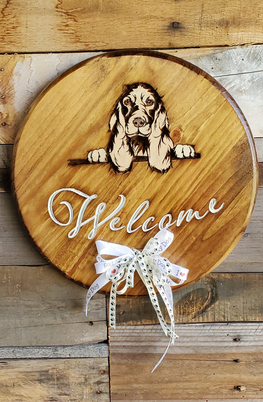Cocker Spaniel Wood Welcome Sign