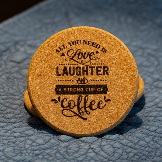 Live Laugh Coffee Cork Coaster Set