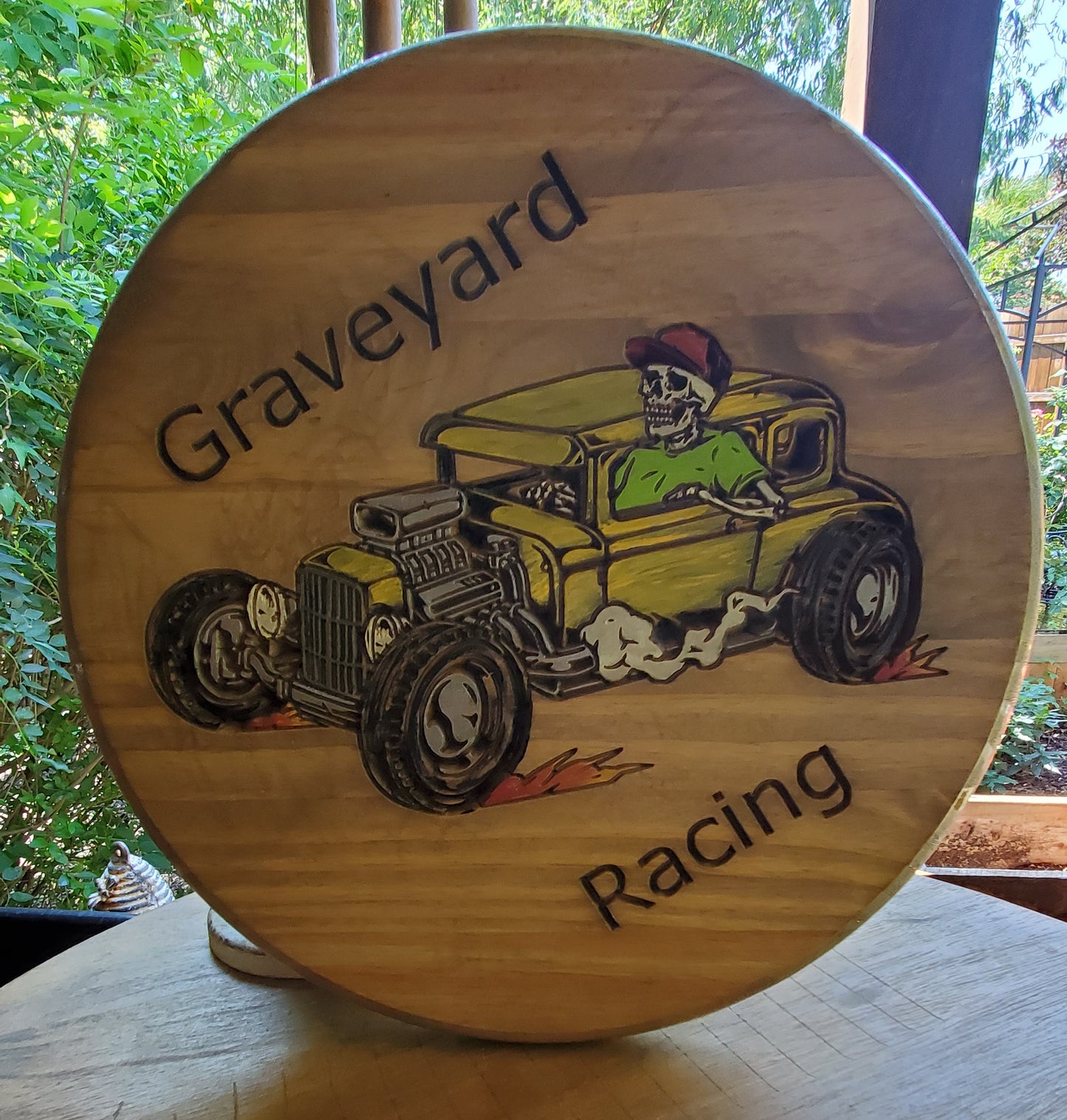 Graveyard Racing Skeleton Hot Rod Garage Wall Decor