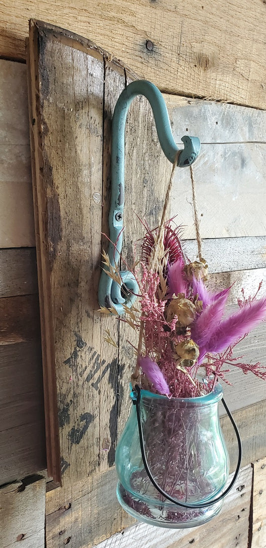 Rustic Farmhouse Whiskey Barrel Glass Flower Holder