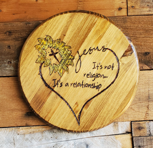 Jesus is a Relationship Sunflower Engraved Wall Decor