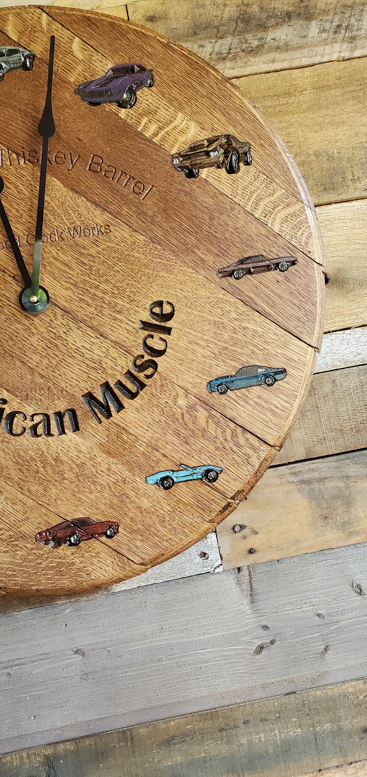 American Muscle Cars 3d Engraved Whiskey Barrel Lid