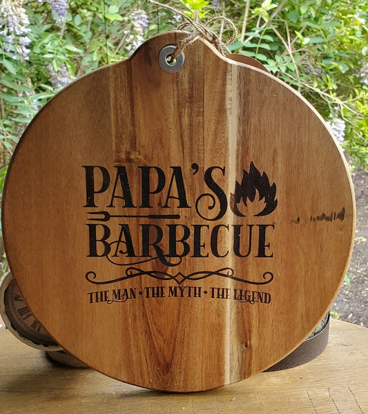 Papa's BBQ Large Round Serving Board
