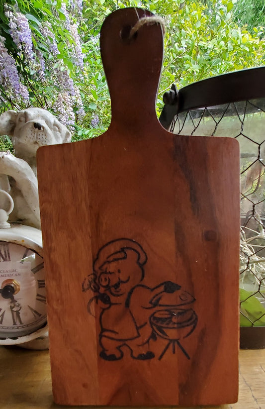 Whimsy Piggy Chef! Serving Board Acacia Wood