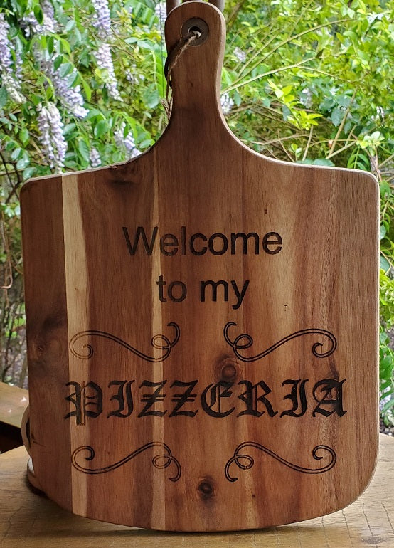 Welcome to my Pizzeria Wood Pizza Serving Board