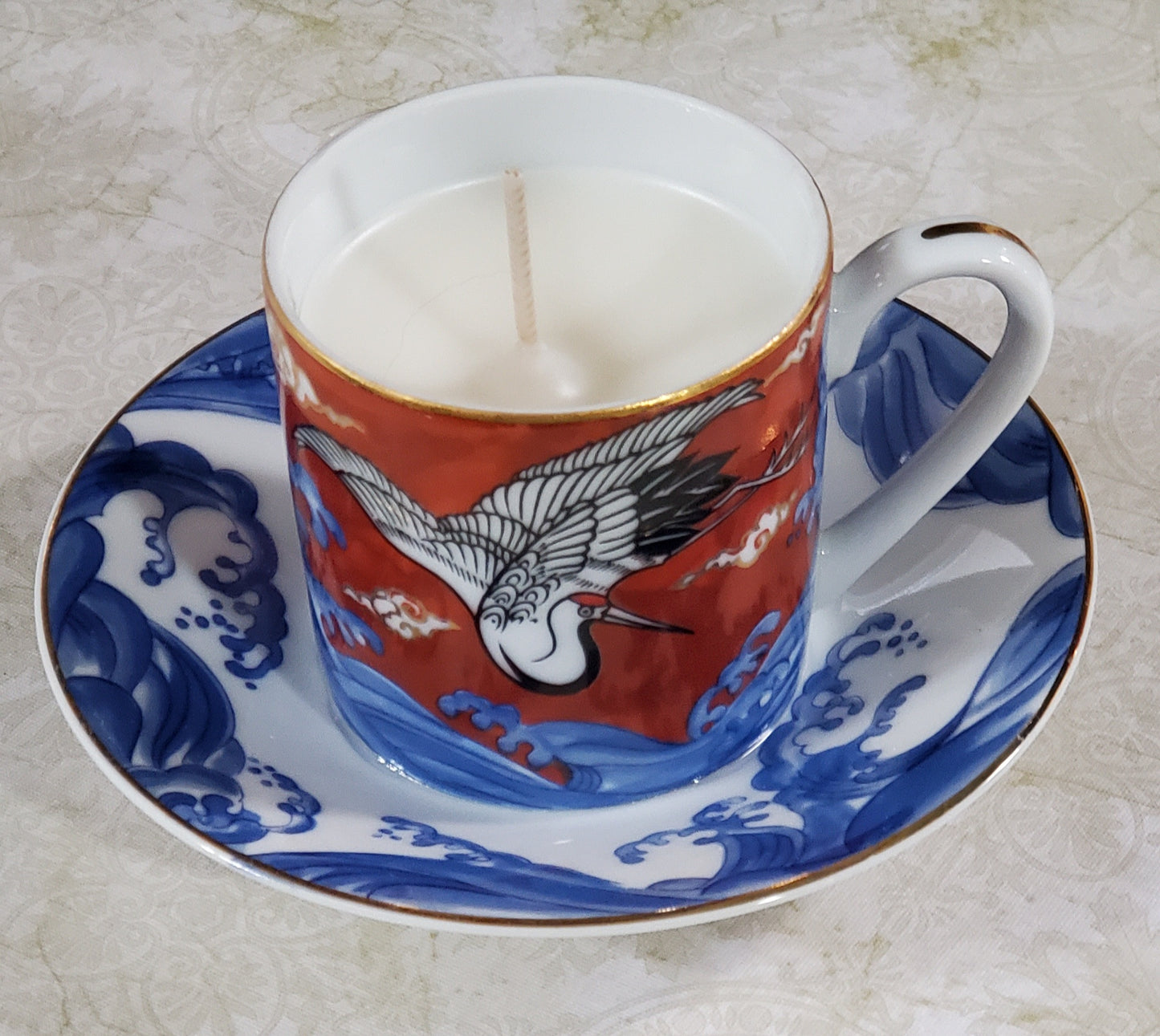 Vintage Cup & Saucer Set - Upcycled Candle