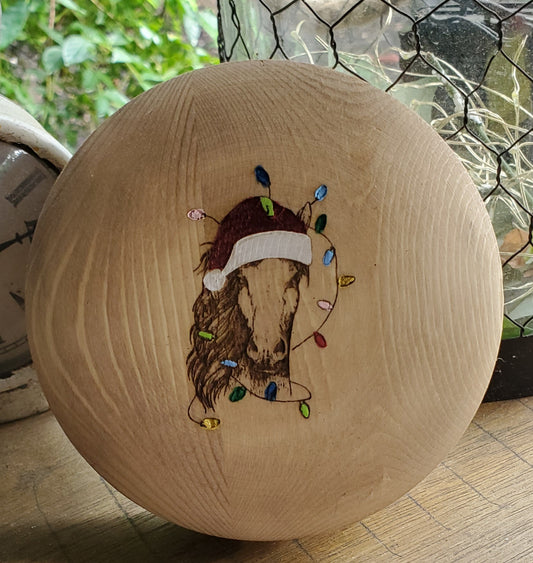 Christmas Lights Horse Laser Engraved Trinket Wood Box