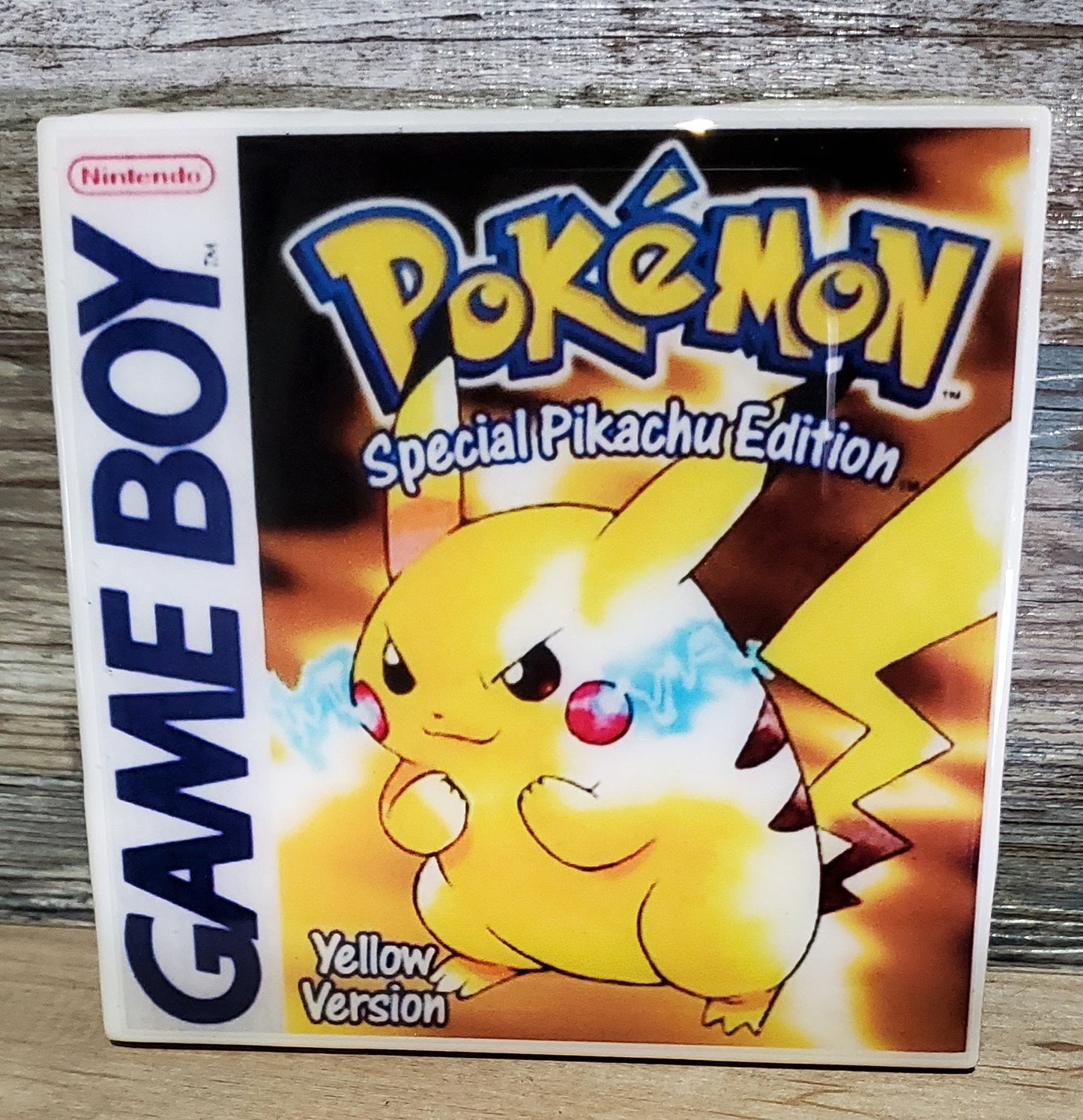 Pokemon Yellow Gameboy Ceramic Coaster Tile 4" x 4"